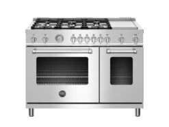 Bertazzoni 48 Inch All Gas Range, 6 Burner And Griddle Stainless Steel