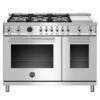 Bertazzoni 48 Inch Dual Fuel Range, 6 Brass Burners And Griddle , Electric Self Clean Oven Stainless Steel