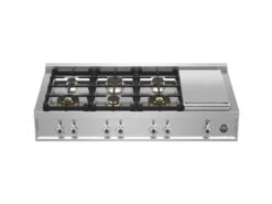 Bertazzoni 48 Gas Rangetop 6 Brass Burner + Electric Griddle Stainless Steel