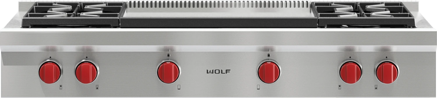 Wolf 48" Sealed Burner Rangetop - 4 Burners And Infrared Dual Griddle 1 Wolf 48" Sealed Burner Rangetop - 4 Burners And Infrared Dual Griddle